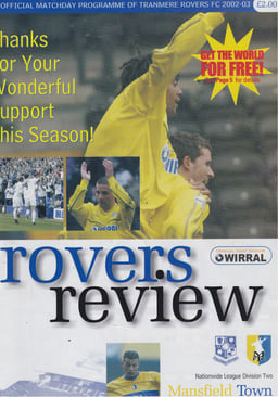 Tranmere Rovers v Mansfield Town Match Programme 2003-04-29